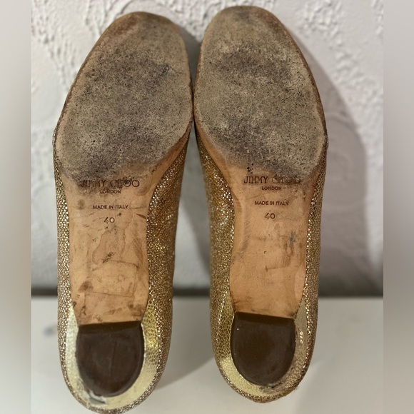 Jimmy Choo - Gold Sparkly Flats - Picture 7 of 7